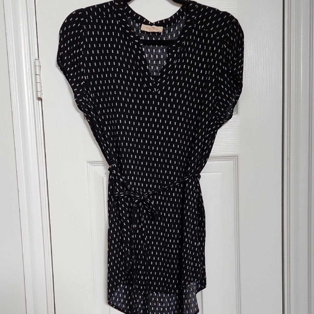 Full Moon Segura Short Sleeve Tie Waist Maternity Blouse